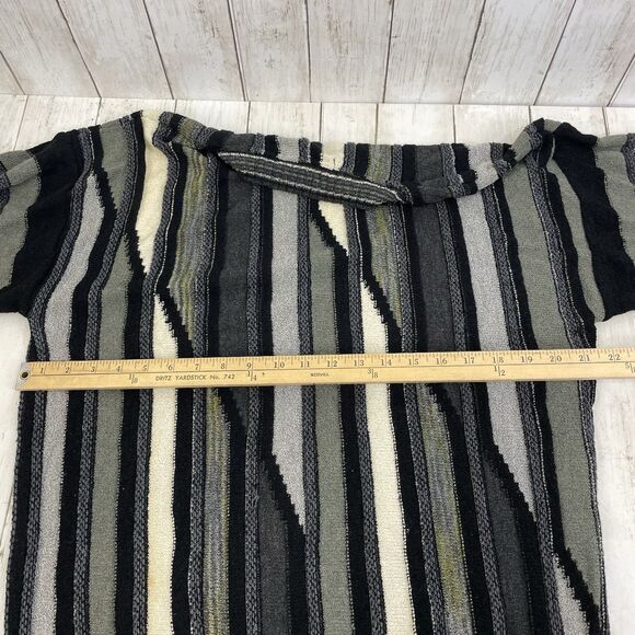 Vtg Bachrach Sweater Men’s L Black Gray Striped Textured Biggie Cosby 90s USA - Picture 8 of 9